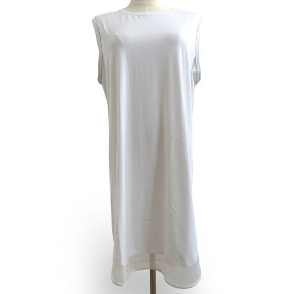 Athleta Sunlover UPF50 Dress, Fine Mesh 2.5" Hem White Slvless Wm Sz M EUC - Picture 4 of 11
